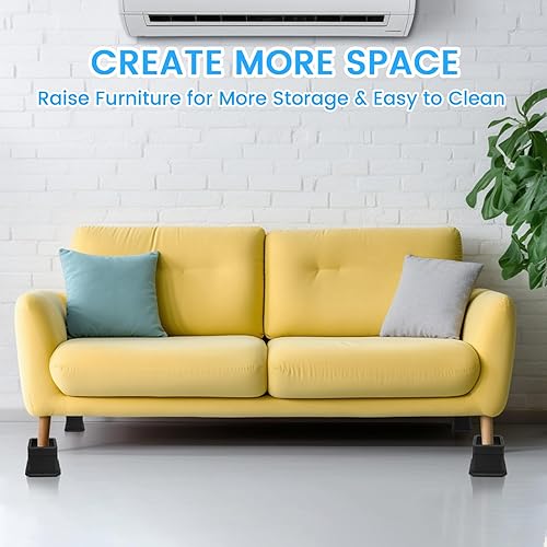 Miniatura 6 de MYMULIKE Elevadores de cama de 2 pulgadas, elevadores de muebles, bloques de elevador de cama de alta resistencia para elevación de muebles de sofá,