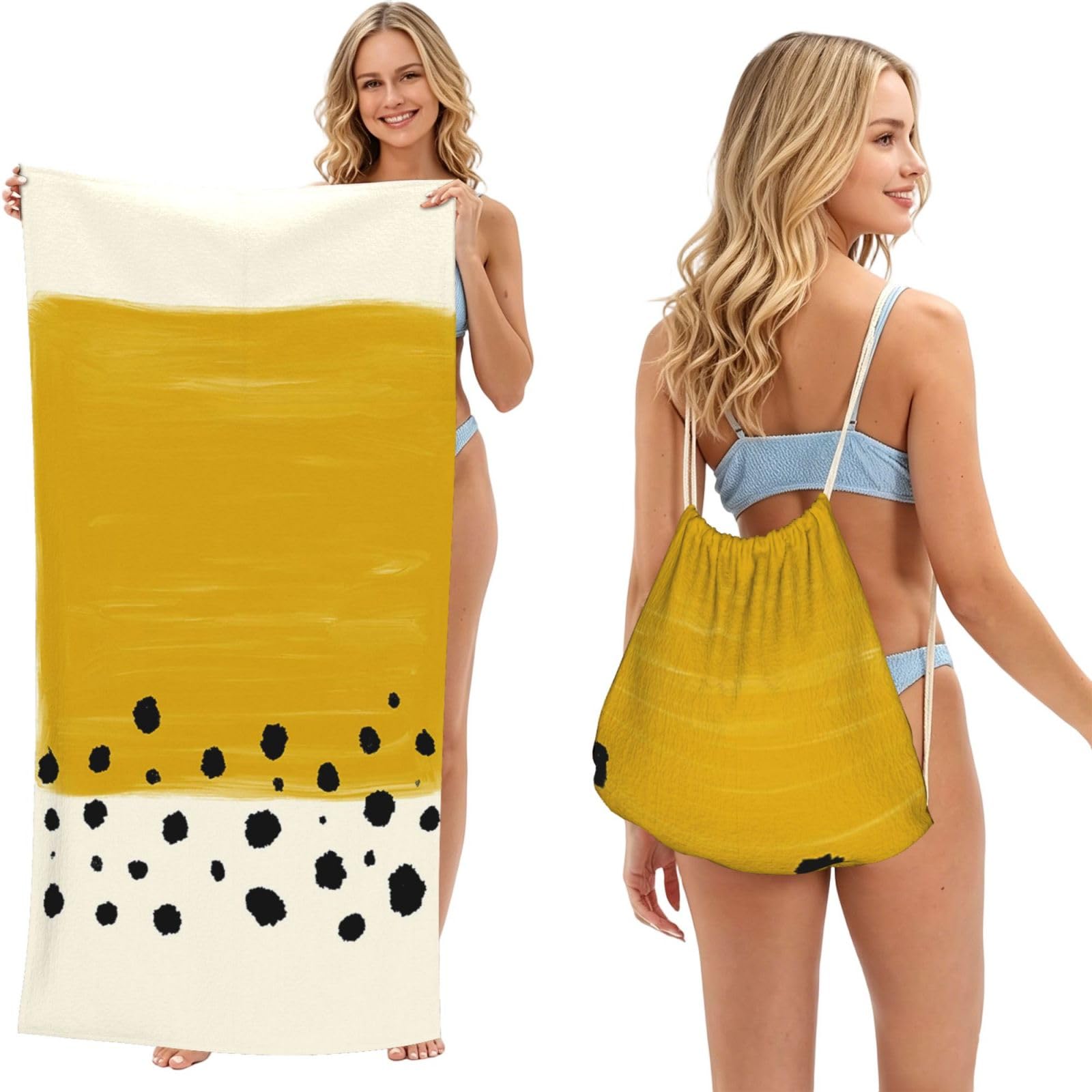 Serviette de voyage légère jaune moutarde qui sèche vite