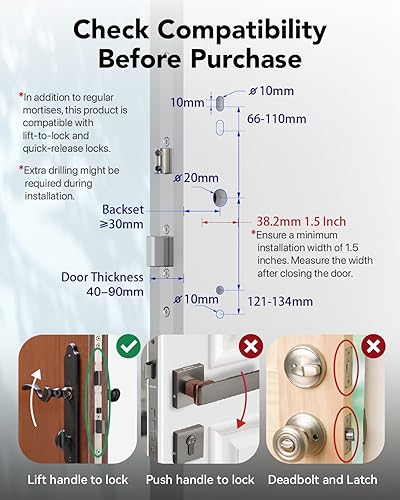 Miniatura 6 de Cerradura de puerta inteligente electrónica Cerradura de puerta de huellas dactilares con teclado, cerradura inteligente para puerta delantera,