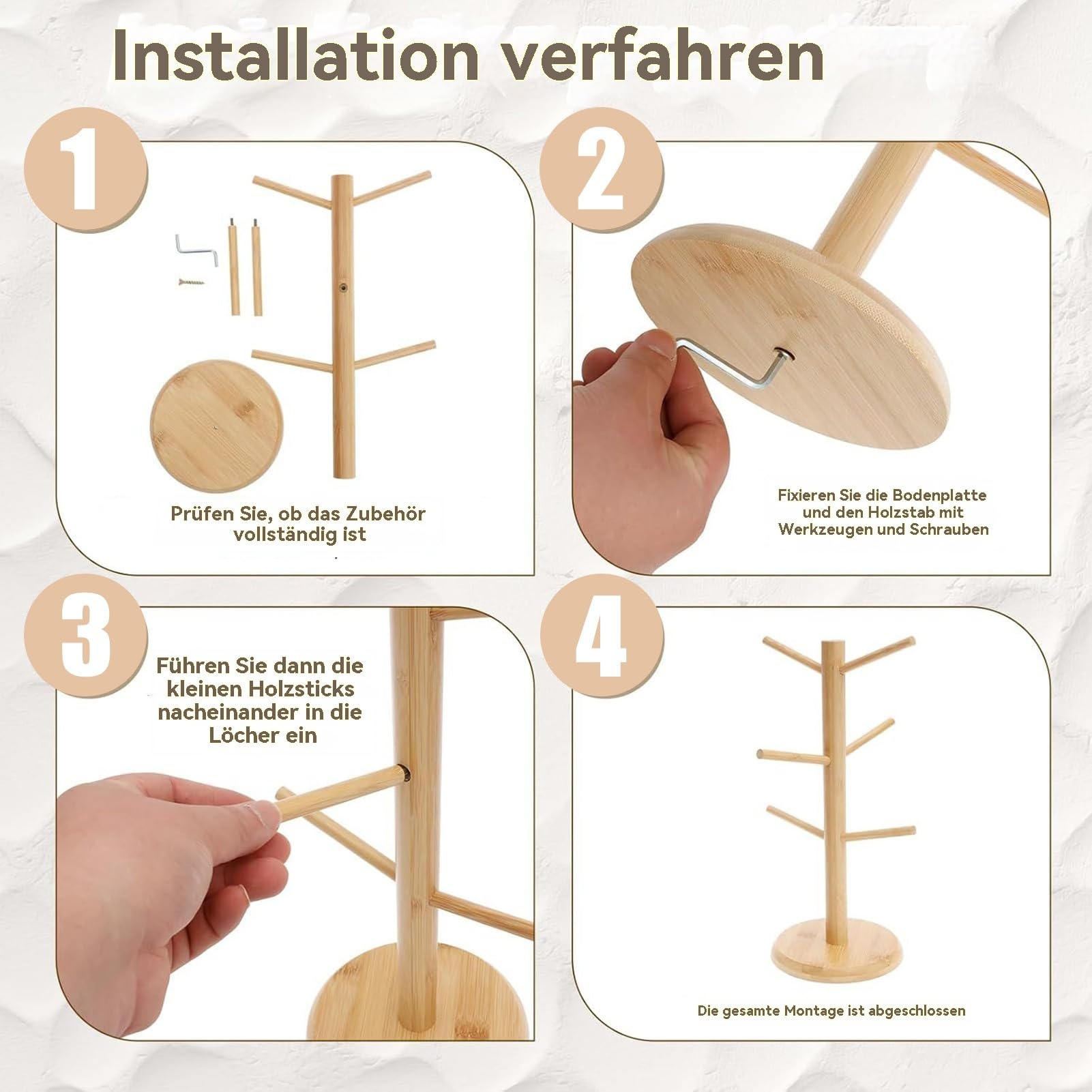 Brezelständer Holz 2er Set - 6-armig, 16x36 Cm, Auch Als Wurst- Und Tassenständer Nutzbar