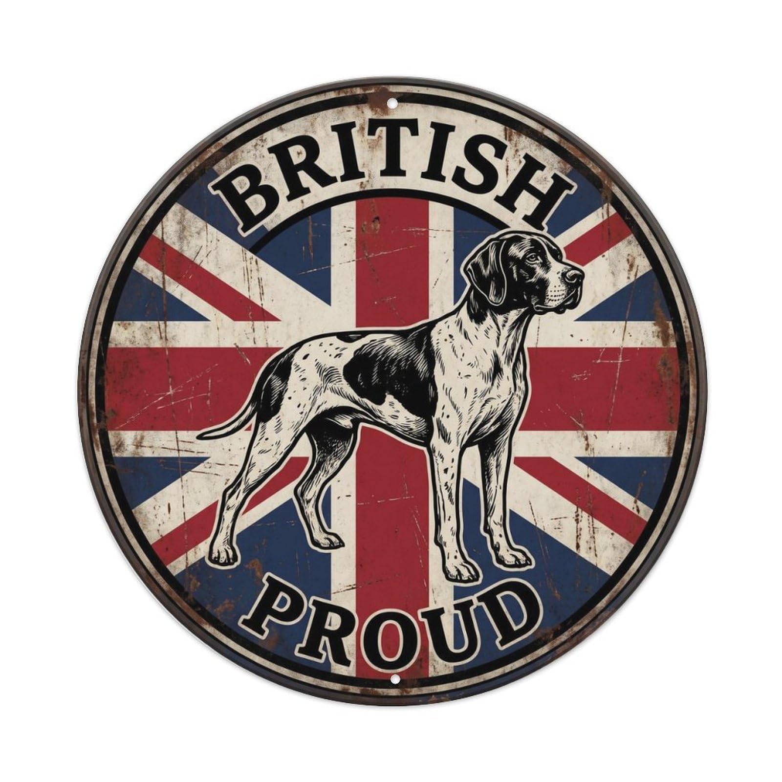 British Proud English Pointer Pet Breed Heritage Emblem Metal Tin Sign