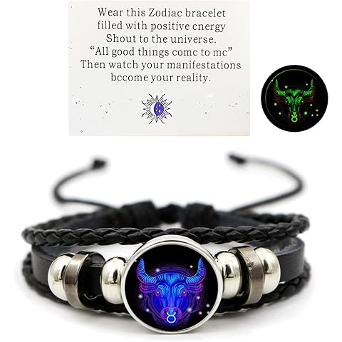 Zodiac Signs Spirit Bracelet Zodiac Bracelet for Women Men Adjustable 12 Constellation Bracelet Multilayer Zodiac Black Leather Bracelets Zodiac Sign Wrap Bracelet for Women Men Birthday Jewelry