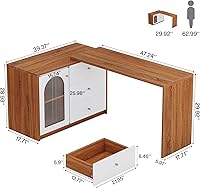 Vista 2 de Tribesigns L Shaped Computer Desk with Drawers, Modern Corner Home Office Desk with Reversible Storage Cabinet, Long Study Writing Desk Workstation
