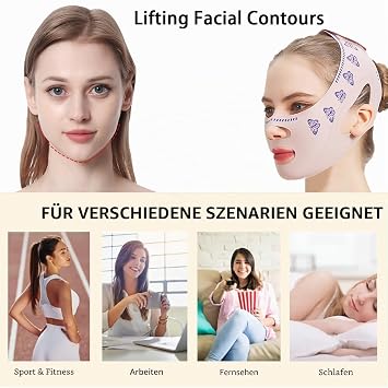 V Line Gesichtsmaske Gegen DoppelkinnWiederverwendbare Face Lifting Maske zur Gesichtskonturierung & HautstraffungV-förmiger GesichtsbandageAtmungsaktivSchmetterlingsdesign