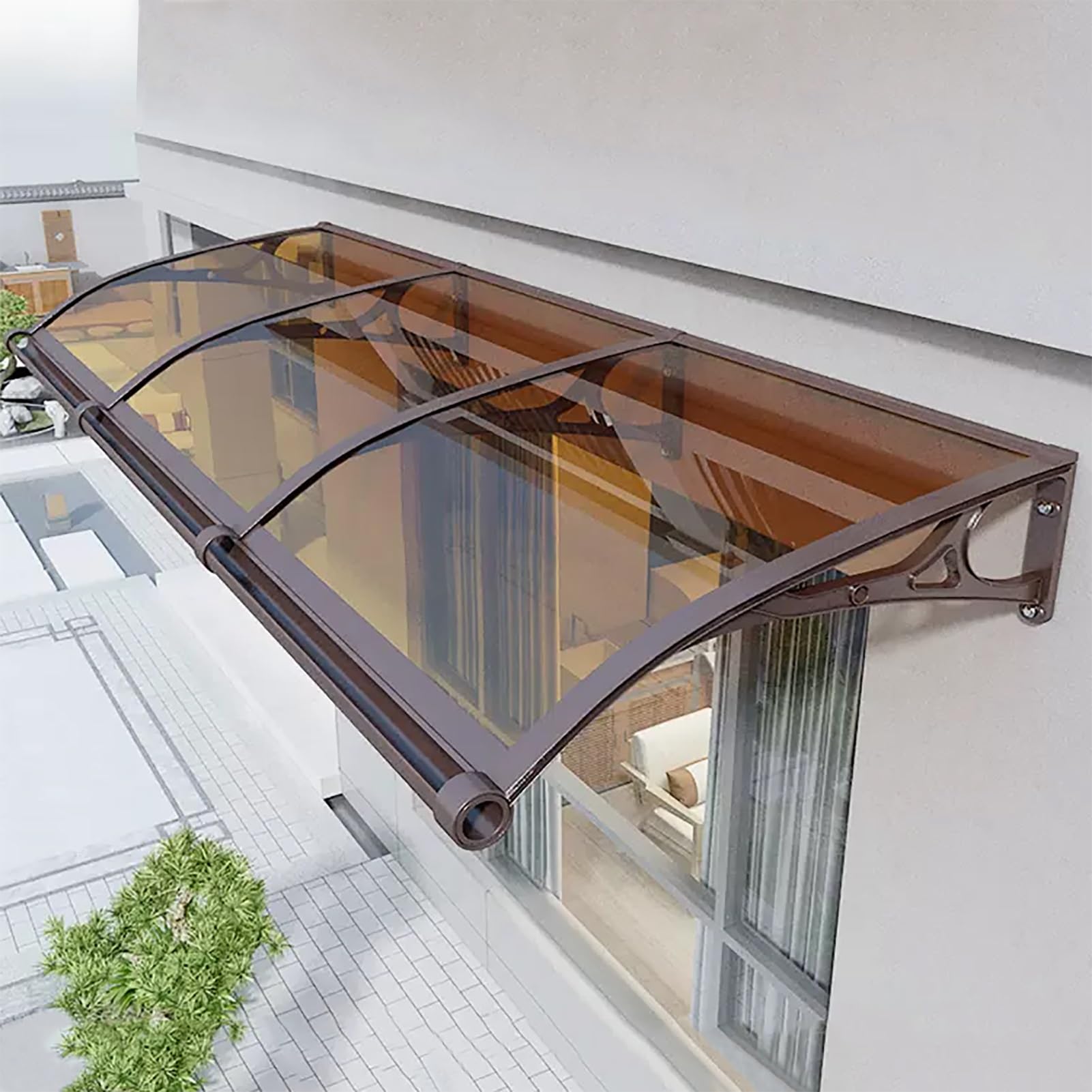 Marquesina Exterior, Arqueada Tejadillo de Aluminio, Puerta Ventana Toldo con Fregadero, Refugio Marquesinas Entrada, Techos Policarbonato, Protección contra La Lluvia y La Nieve UV (Color