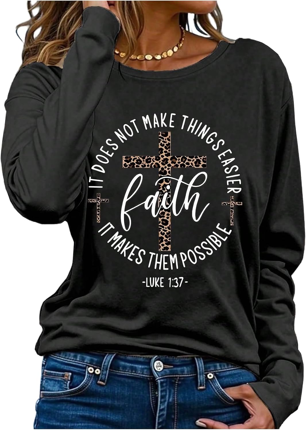 SweatyRocks Women's Bible Verse Jesus Sweatshirt Religious Cross Graphic Faith T Shirts American Flag Pullover
