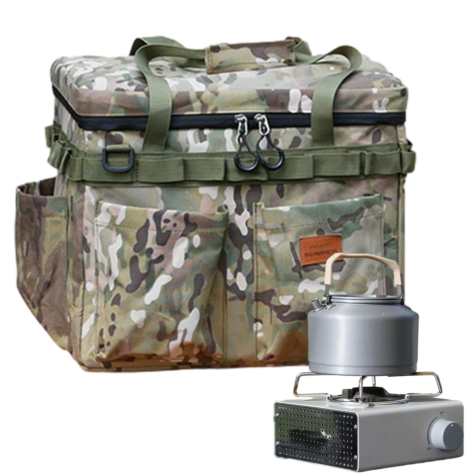 Almacenamiento de Camping Impermeable Portátil Gran Capacidad | Bolsa Almacenamiento Exterior con Ganchos Para Viaje Picnic Herramientas Equipo y Vajilla
