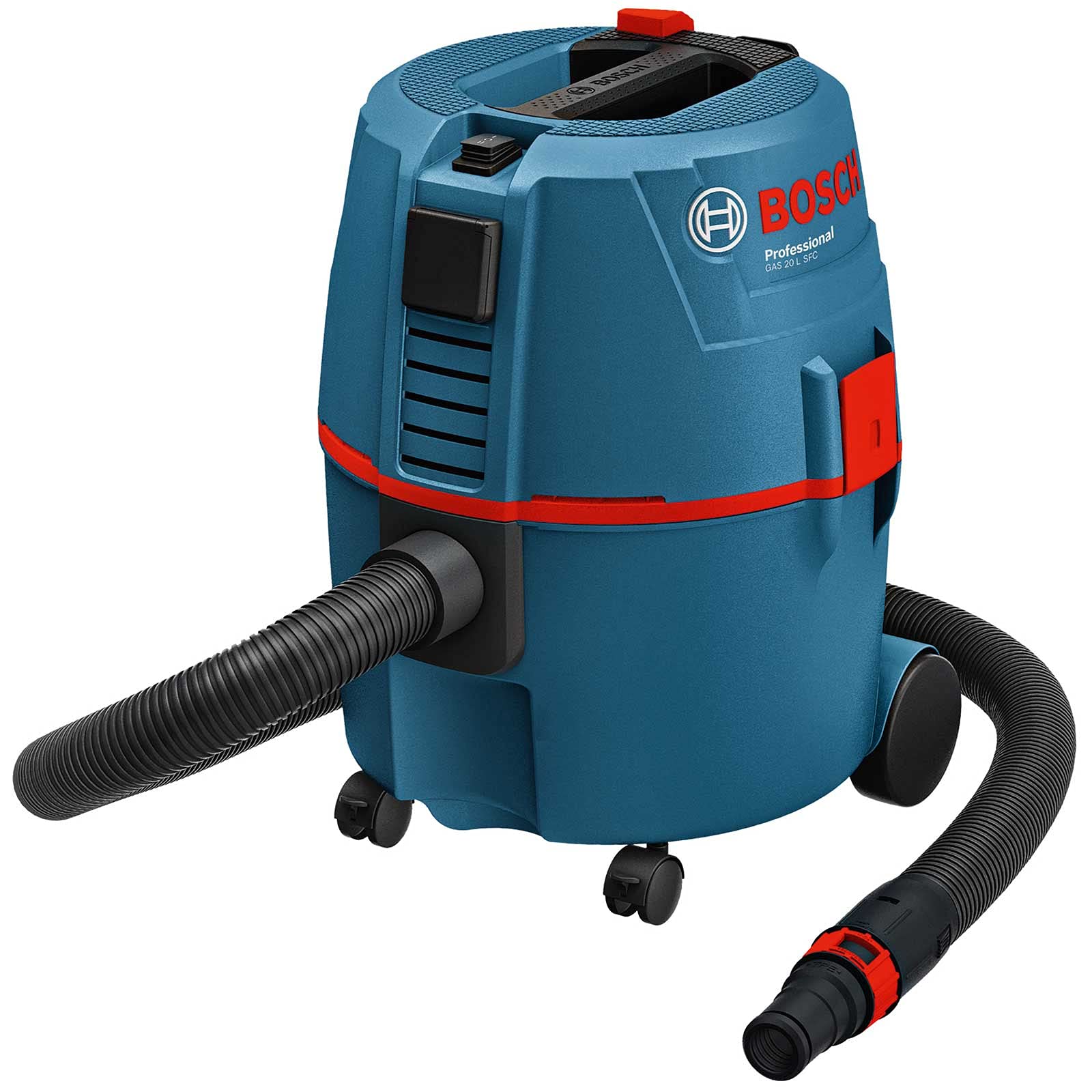 Bosch Professional Wet/Dry Extractor GAS 20 L SFC (1.200 Watt, incl. Coarse dirt nozzle, Crevice nozzle, Universal power tool adapter, 2x dust extraction pipe, universal hose), Blue