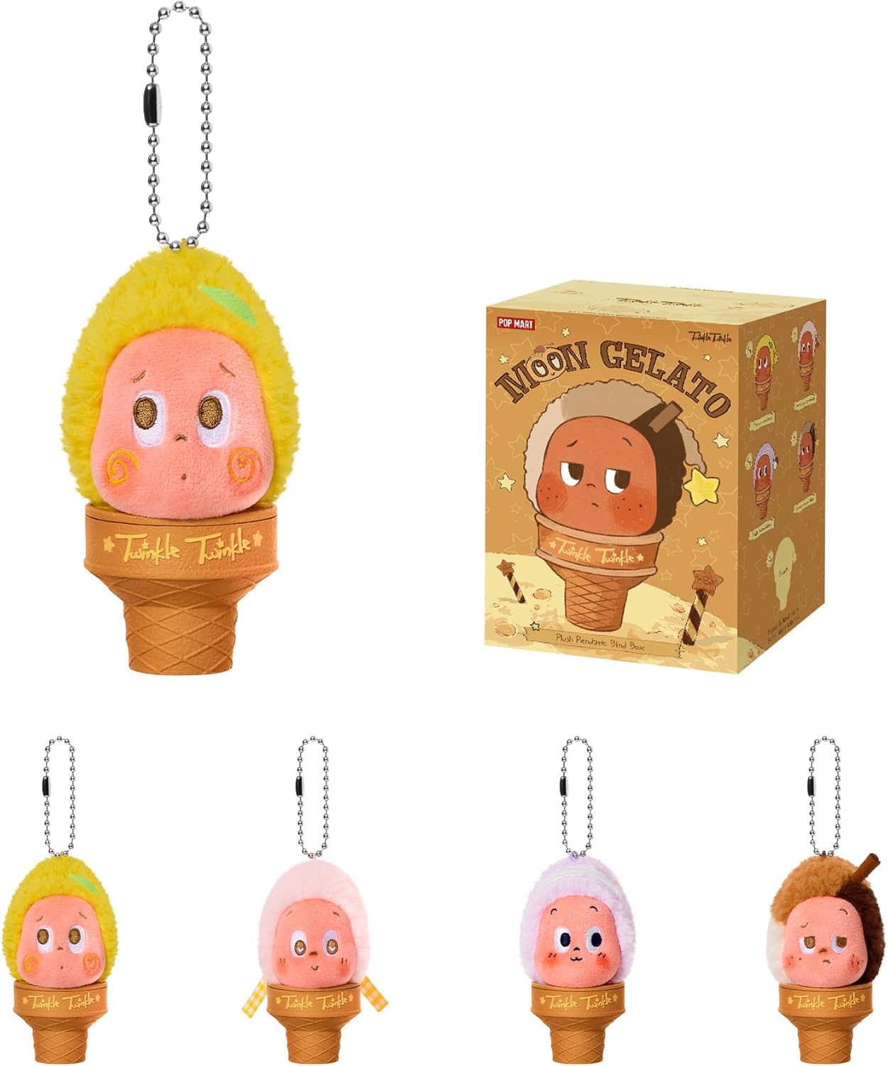 POP MART Twinkle Twinkle Moon Gelato Series-Ice Cream Plush Pendant Blind Box, Collectible Toys, Keychain, Cute Bag Charms, Holiday Birthday Gifts for Girls and Boys, Single Box