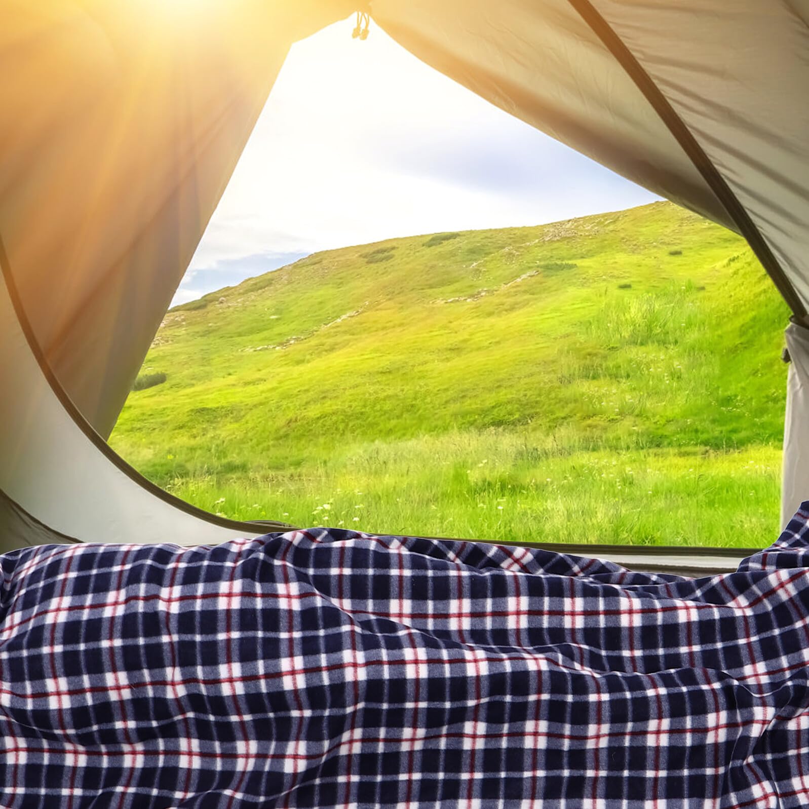 GARVALON Leichter Daunen Schlafsack Inlett aus Microfaser Faltbar mit Isolierendem Innenfutter Wärmeisolierend für Erwachsene Camping Picknick Outdoor