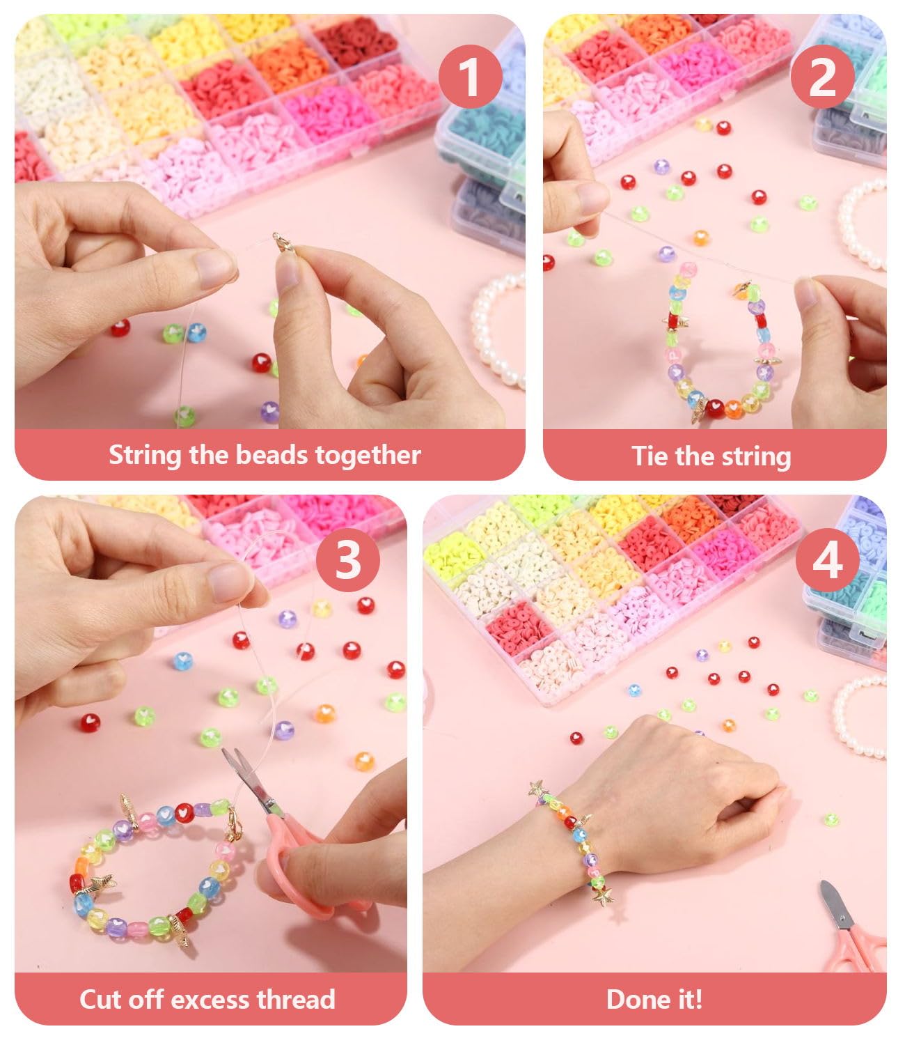 100 Stück Perlen Set 10mm - Bunte Acryl Perlen Für Armbänder & Schmuckherstellung