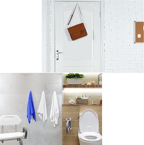 Miniatura 6 de Queekay 6 ganchos adhesivos para sombreros, ganchos acrílicos para colgar en la pared, para toallas, perchero para sombreros, batas, para baño,