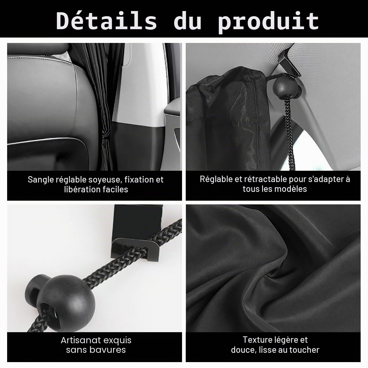 5 Pièces Rideau Voiture Pare Soleil Voiture Accessoires Auto | Séparation d'Espace Protection de Confidentialité Installation Facile Démontable Isolation Thermique Universel pour Voitures