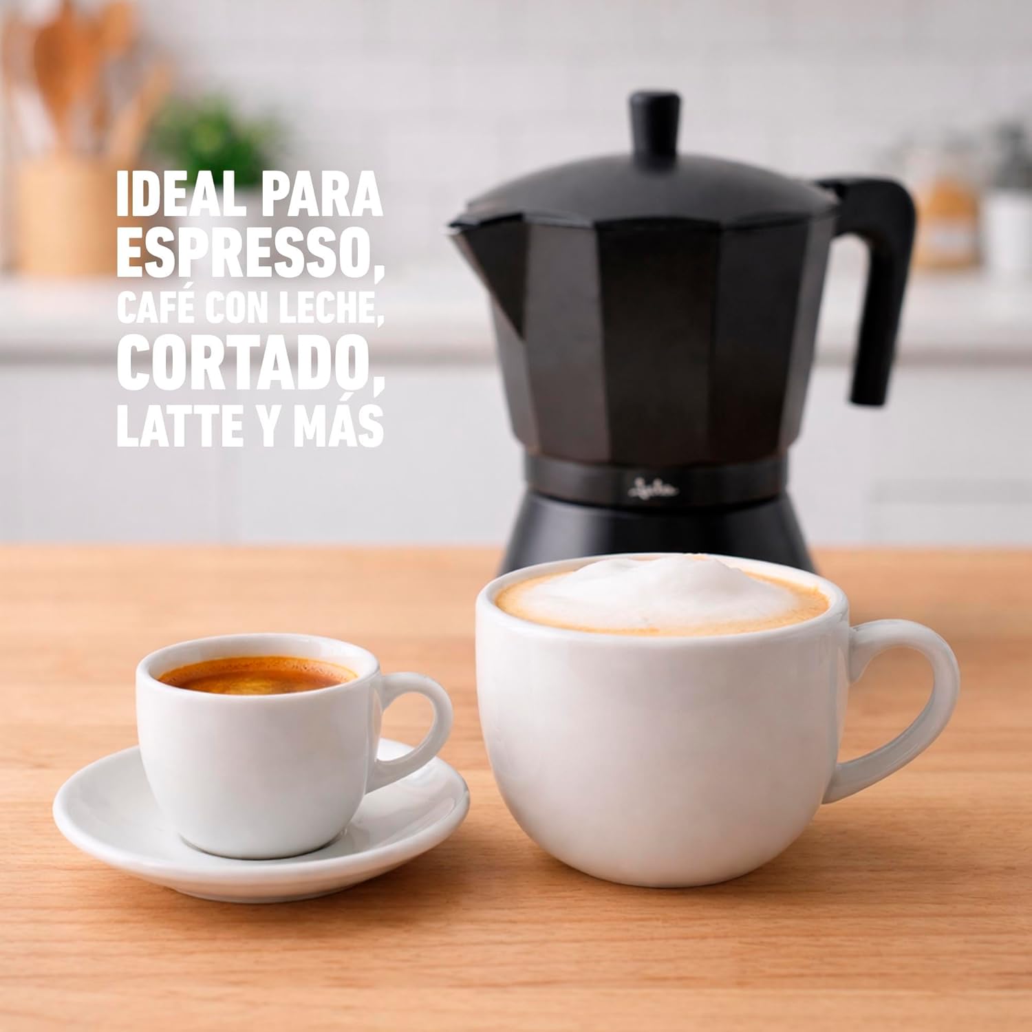 Jata Hogar CFI12 Italian Full Induction Coffee Maker, Aluminium, Black, 18.5 x 14.5 x 24.5 cm