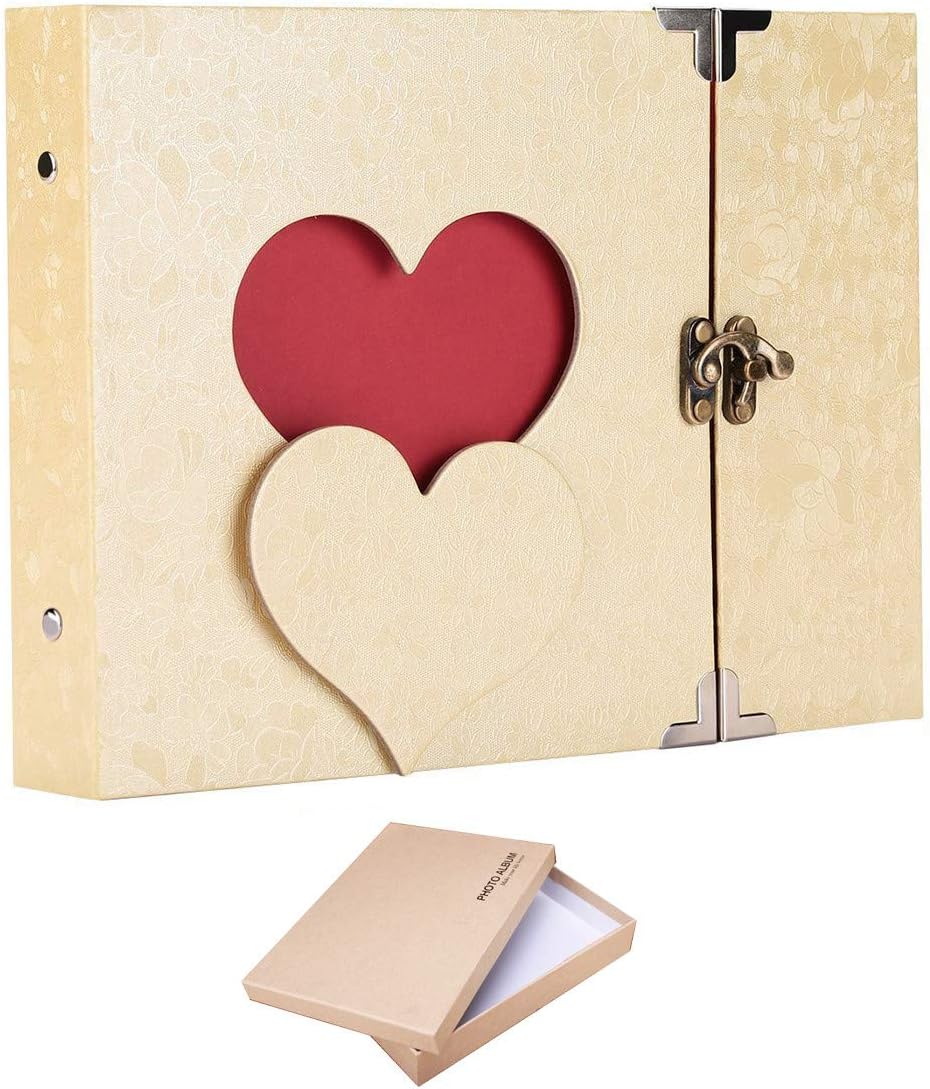 ARHSSZY 10inch Hollowed Heart Photo Album Memory Pictures Storage Holder Case Scrapbook Cover DIY Craft Wedding Graduation Birthday Baby Photo Ablum with Box