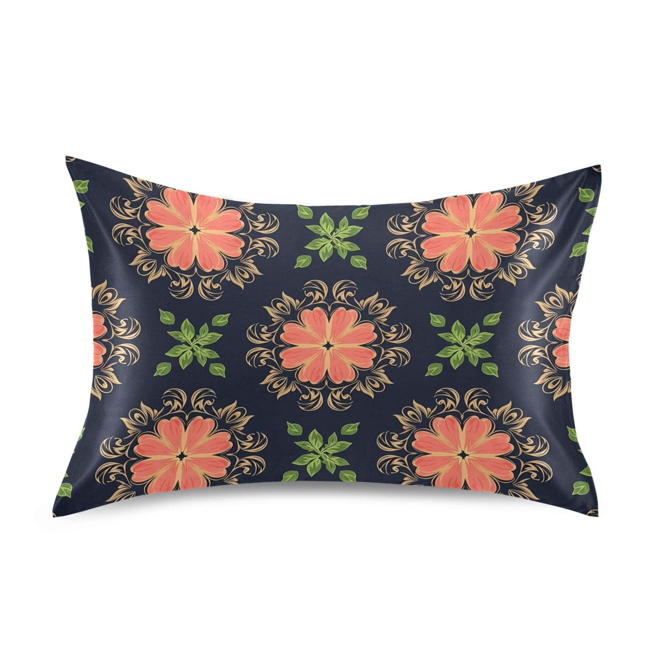 Fuauuyl Pillowcase Standard Size 20x26 in, Tribal Flowers Soft Breathable Satin Pillow Case for Hair and Skin with Envelope Closure Wrinkle-Free