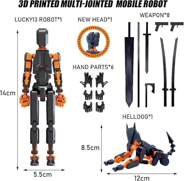 T13 Action Figure Set (Assembly completato), T13 Action Figure Con Più Giunti, 13 Toy Robot Multi-giunto stampato in 3D, Decorazioni Desktop per gli Amanti del Gioco Giocattoli - 2