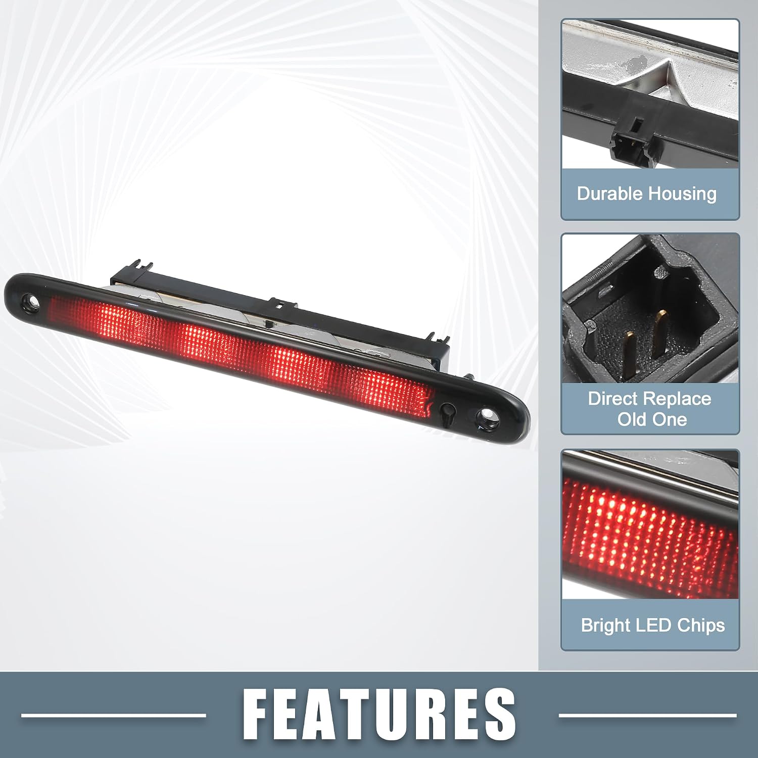 Tail High Mount Brake Stop Light No.1606372780 3rd Third Brake Light for Peugeot 107 2005-2014 ABS Rear Smoked Color