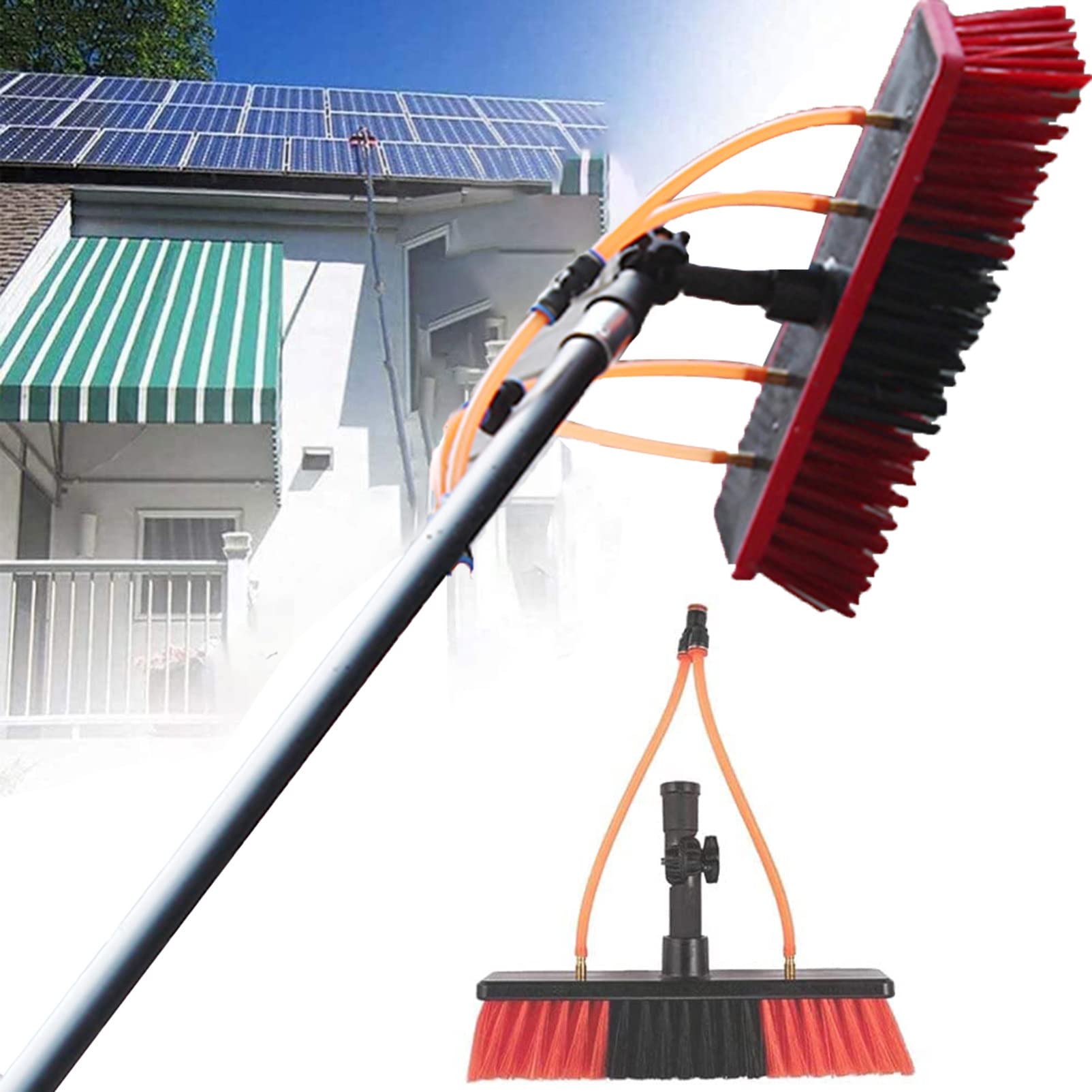 GTHTUHFD Water Fed Pole Kit, Window Cleaning Kit With Extension Pole, Outdoor Window Cleaner, Solar Panel Cleaning Syste,3.6m/12ft-55cm