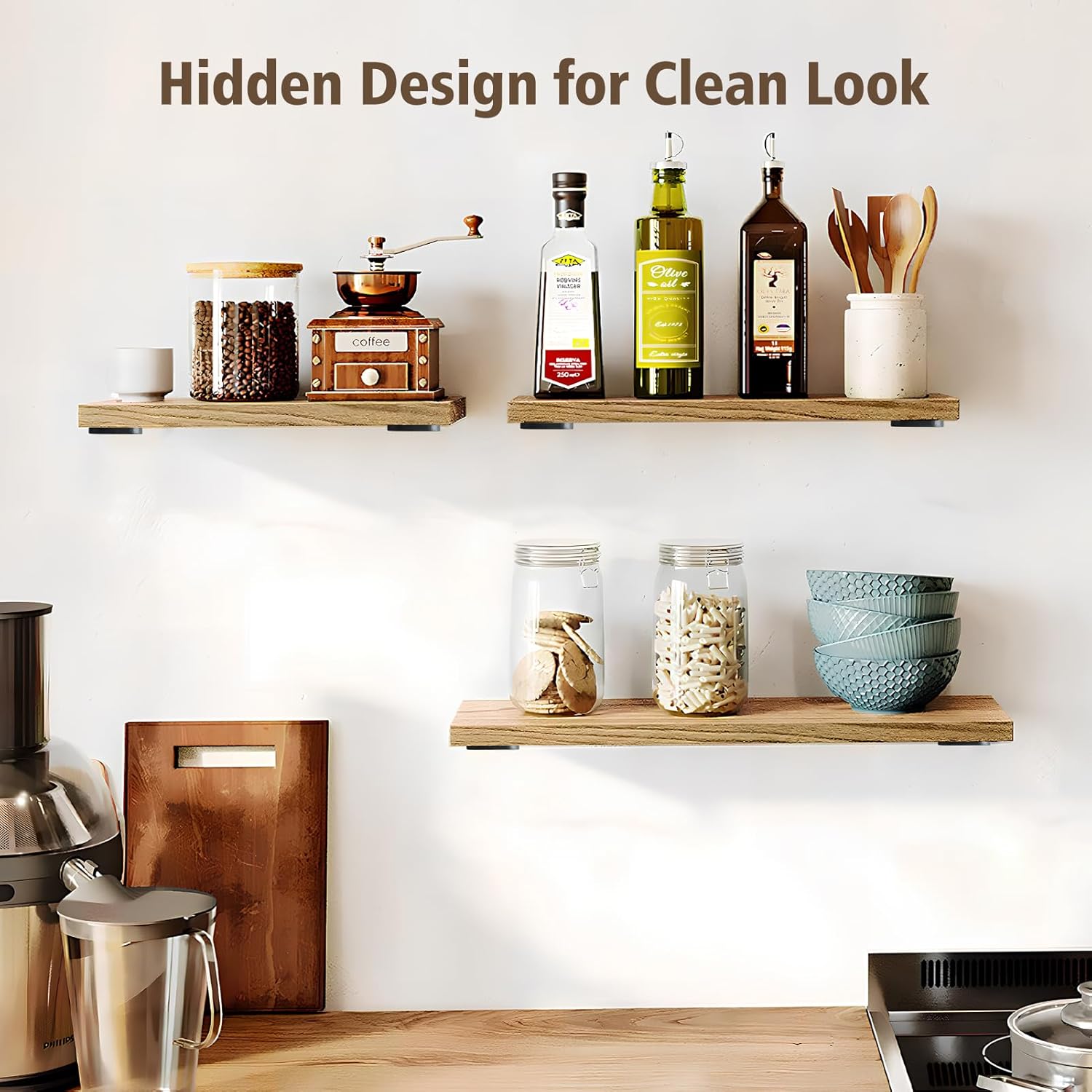 KHAMAL Floating Shelf Brackets 12 Inch - 6 Pack Heavy Duty L Brackets for Shelves, Industrial Metal Brackets for Home, Office, DIY