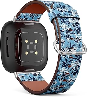 CJBROES Replacement Leather Watch Band, Compatible with Fitbit Versa 3 and Fitbit Sense of Wristband Bracelet Accessory - Floral Design use