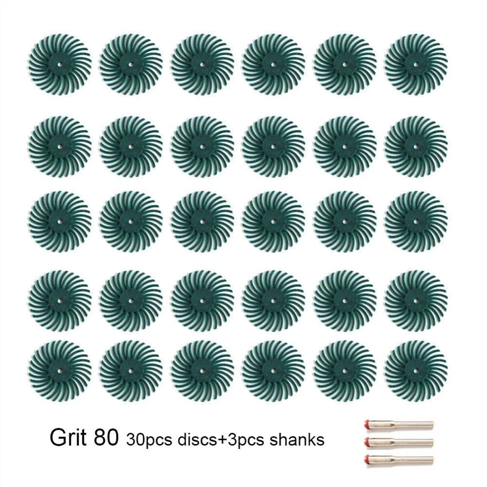 Bristle Disc Kit Szczotka szlifierska 1/8" 3 2,35 mm Końcówka wałka polerskiego / ziarnistość 30 szt. Zestaw 80 / z trzpieniem M