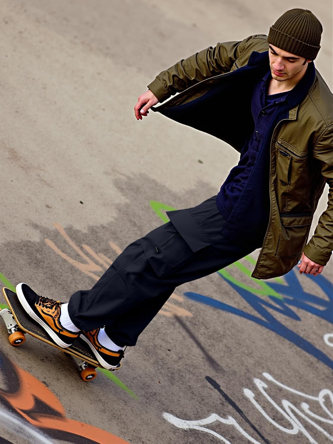 JMIERR Men's Baggy Cargo Pants Trendy Casual Parachute Pant Loose Fit Harem Joggers with Pockets for Streetwear