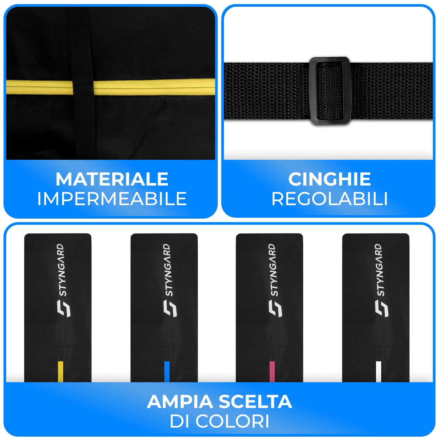 STYNGARD Sacca porta sci [fino a 180 cm] - Borsa sci in materiale resistente con cerniere di alta qualità - Modello Aspen