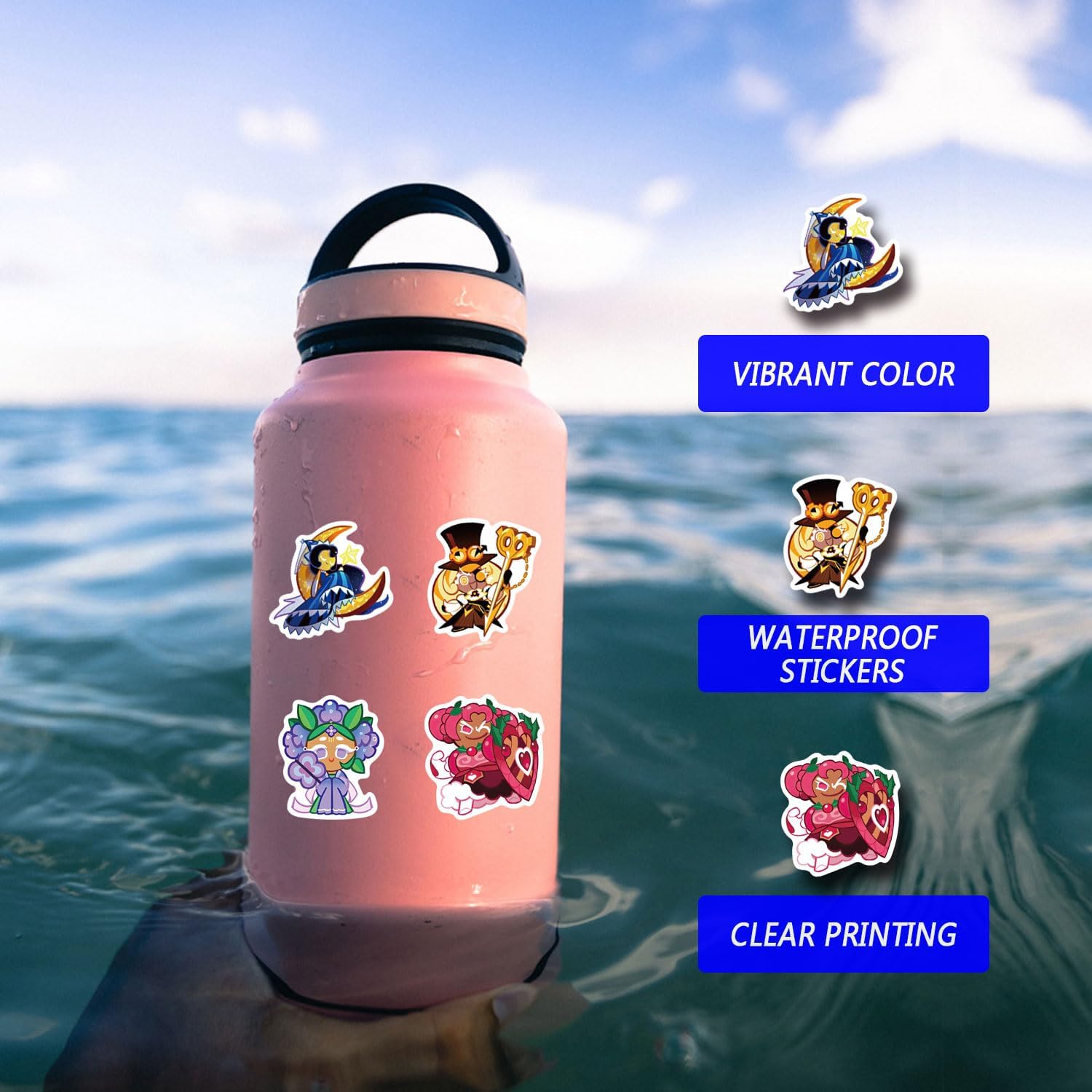 100Pcs Video Game Stickers, GMVAESKY Cookie Run Kingdom Stickers for Water Bottle, Laptop, Phone, Scrapbook, Journal, Bumper Gifts for Teens Adults -Winter, New Year - Image 4