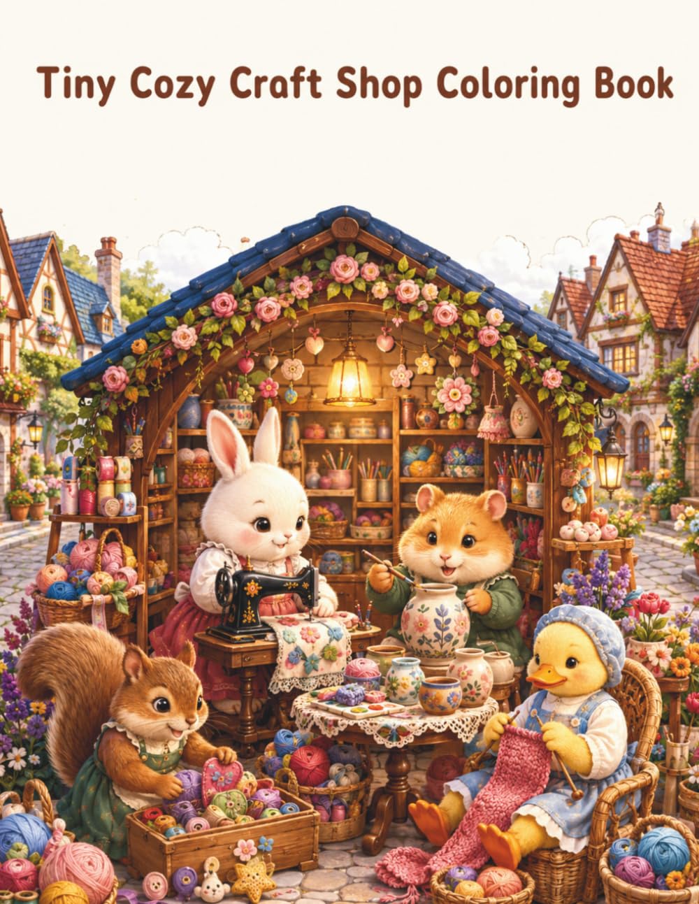 Tiny Cozy Craft Shop Coloring Book: Cute and Easy Coloring Pages Featuring Adorable Animal Crafters, Handmade Creations, Cozy Village Craft Stores, ... Cottagecore Scenes for Adults and Teens