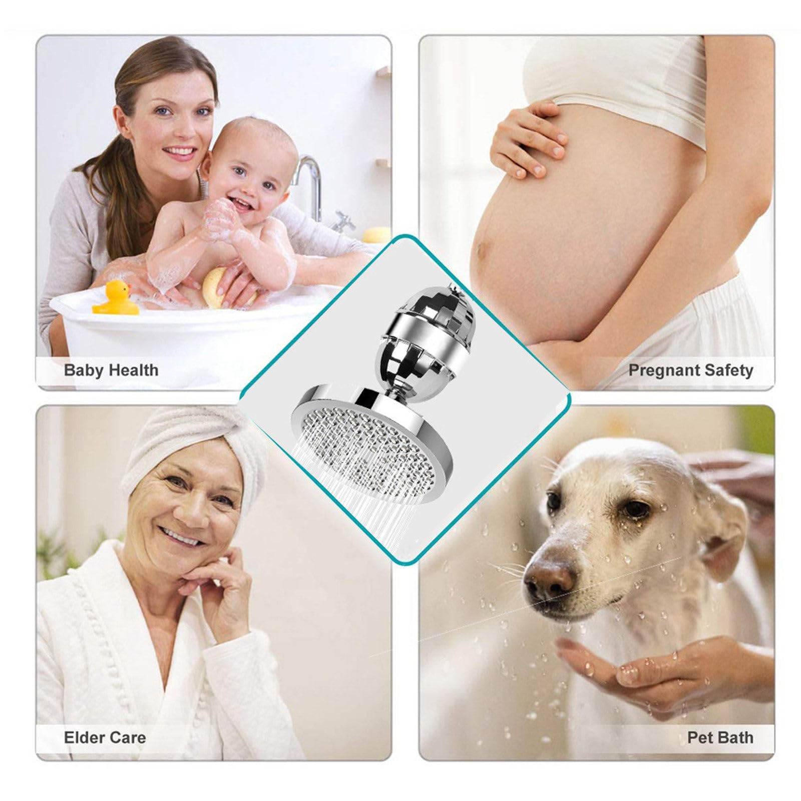 15 Étapes Filtre De Douche, Tete De Douche Pluie, Filtre Douche Anti Calcaire, Adoucisseur d'eau Douche, Filtre Pommeau Douche Ronde, Shower Filter pour Éliminer Chlore, Tête De Douche