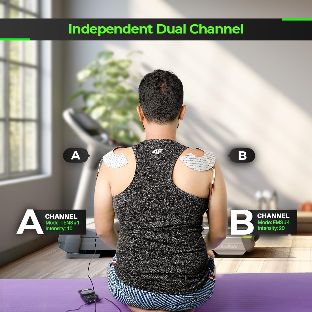 TPN Dual Channel TENS Gerät – Tragbarer Muskelstimulator zur Schmerzlinderung, Reizstromgerät mit einstellbarer Intensität, Elektrotherapie, Physiotherapie, wiederverwendbaren Elektroden