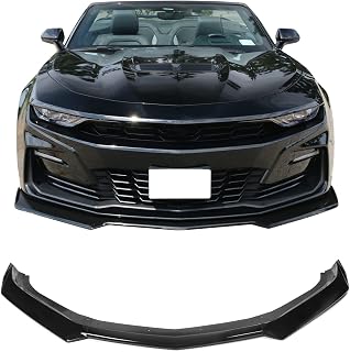 IKON MOTORSPORTS, Front Bumper Lip Compatible With 2016-2023 Chevy Camaro, 1LE Style Gloss Black Front Air Chin Dam Bodykit Underbody Lip Spoiler Splitter ABS Plastic