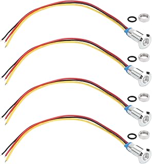 4 Juegos de LED Redondos Precableados LED de Doble Color 8 Mm 3-6 V Luces de Metal Impermeables Luz LED de Cátodo Común (rojo y amarillo)