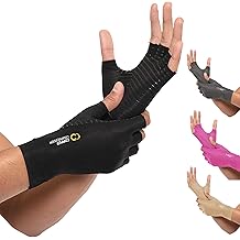 Copper Compression Arthritis Gloves | Fingerless Arthritis Carpal Tunnel Pain Relief Gloves For Men &amp; Women | Hand Support Wrist Brace For Rheumatoid, Tendonitis, Swelling, Crocheting, Typing (M)