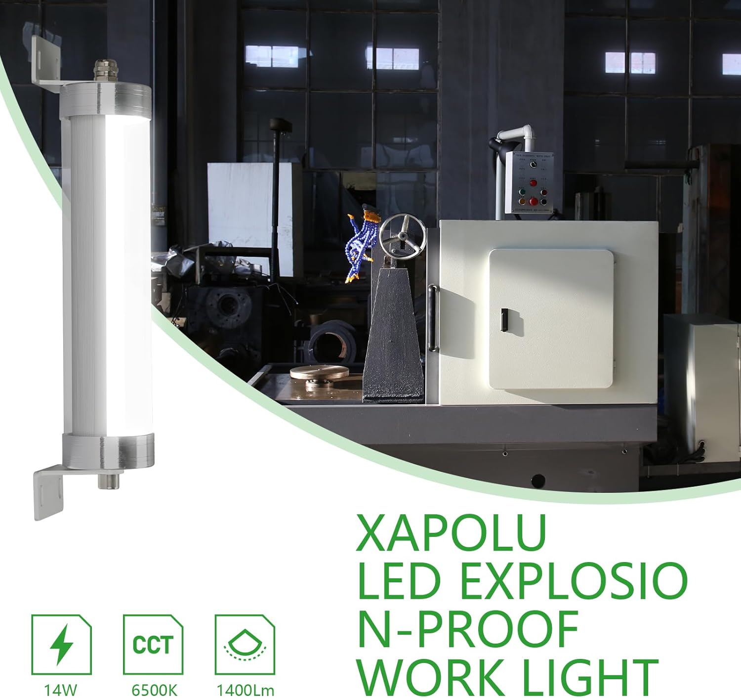 11in LED Machine Work Tube Light with 360° Adjustable Bracket, 14W 6500K 110-220V, IP67 Industrial Explosion Proof Lighting Machine Tool Working Lamp for Lathe, Sewing, CNC, Drilling Machine