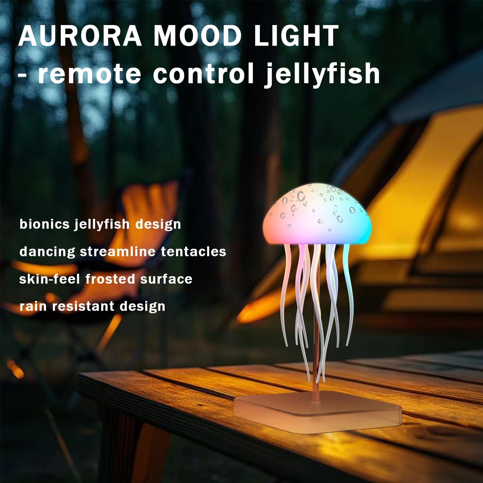 Lampe Meduse Tactile, Veilleuse Méduse Dégradé RGB avec Jambes Dansantes, Jellyfish Lamp Sans Fil Rechargeable pour Chambre et Salon (Modèle Tactile + Socle + Telecommande)