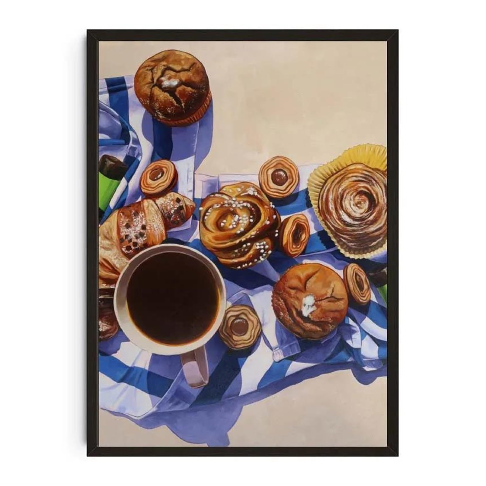 Xenite B Wall Art Canvas Prints Watercolor Dessert Donut Cupcake Donuts Cake Poster Food Prints Cheesecake Canvas Painting Wall Picture Kitchen Room Decor(,50X70cm)