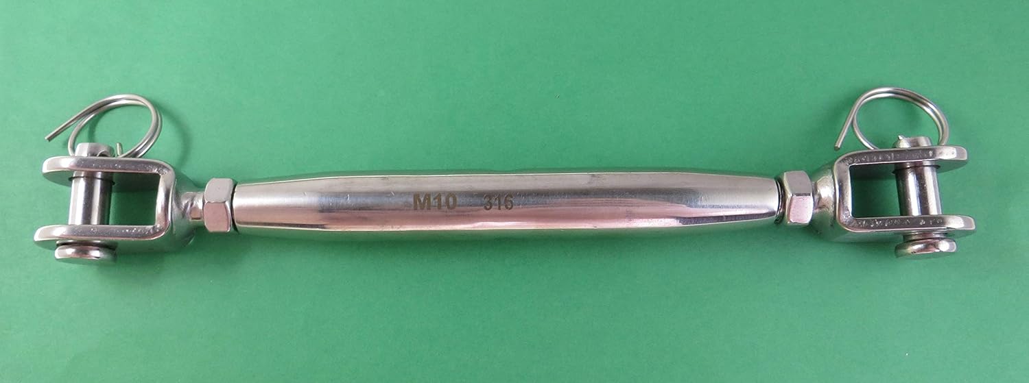 US STAINLESS Stainless Steel 316 Type E M10 (3/8") Turnbuckle Rigging Screw Jaw & Jaw Marine Grade