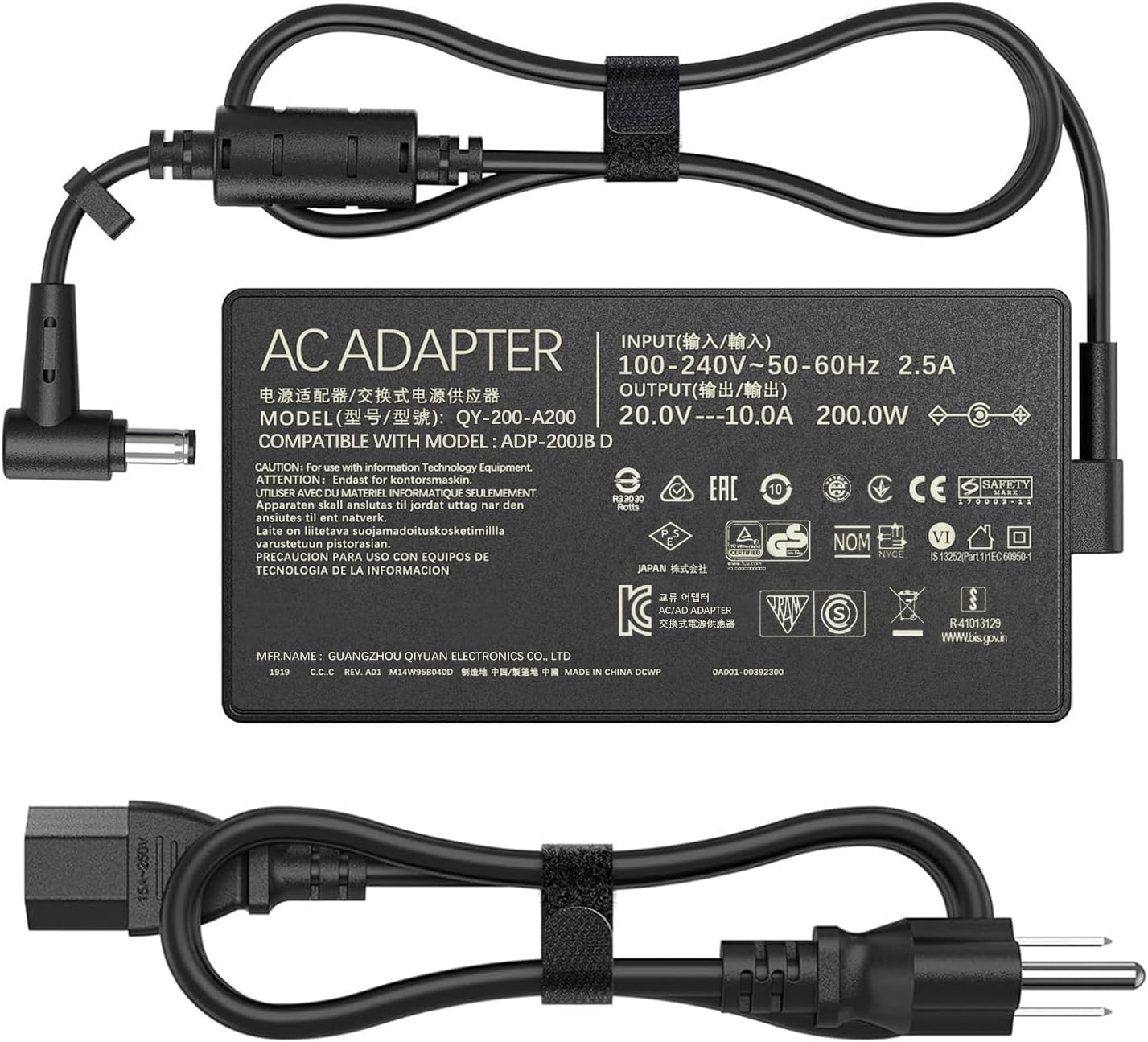200W Laptop Charger Compatible with AsusTUF Gaming A15 FA506IH FA5061U A14 FA401WV FA401UV FA401UU,ROG Zephyrus G15 GA503 GA503RMG14 GA4011U GA401IV GA4011I GA401IH ADP-200JB D AC Adapter