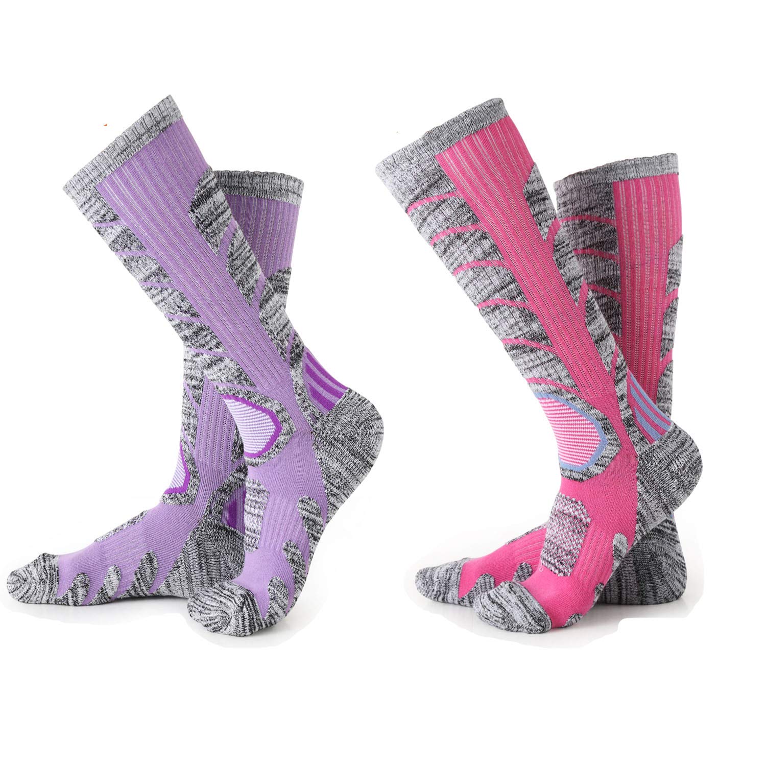 Ski Socks Women Men, 2 Pair for Skiing, Snowboarding,Extra Thick Warm Snow Winter Socks, Winter Performance Socks