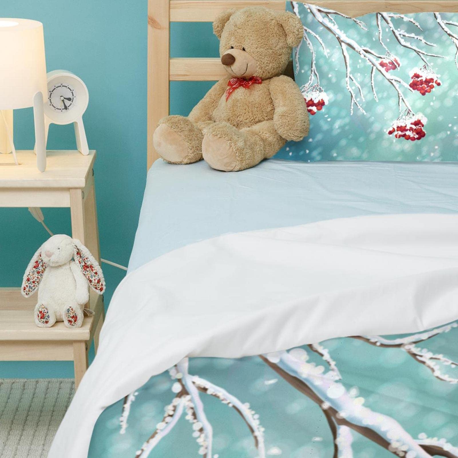 Set Biancheria Da Letto Matrimoniale King Size – 3 Pezzi Con Alberi E Fiocchi Di Neve, Reversibile, 243,8x269,2 Cm