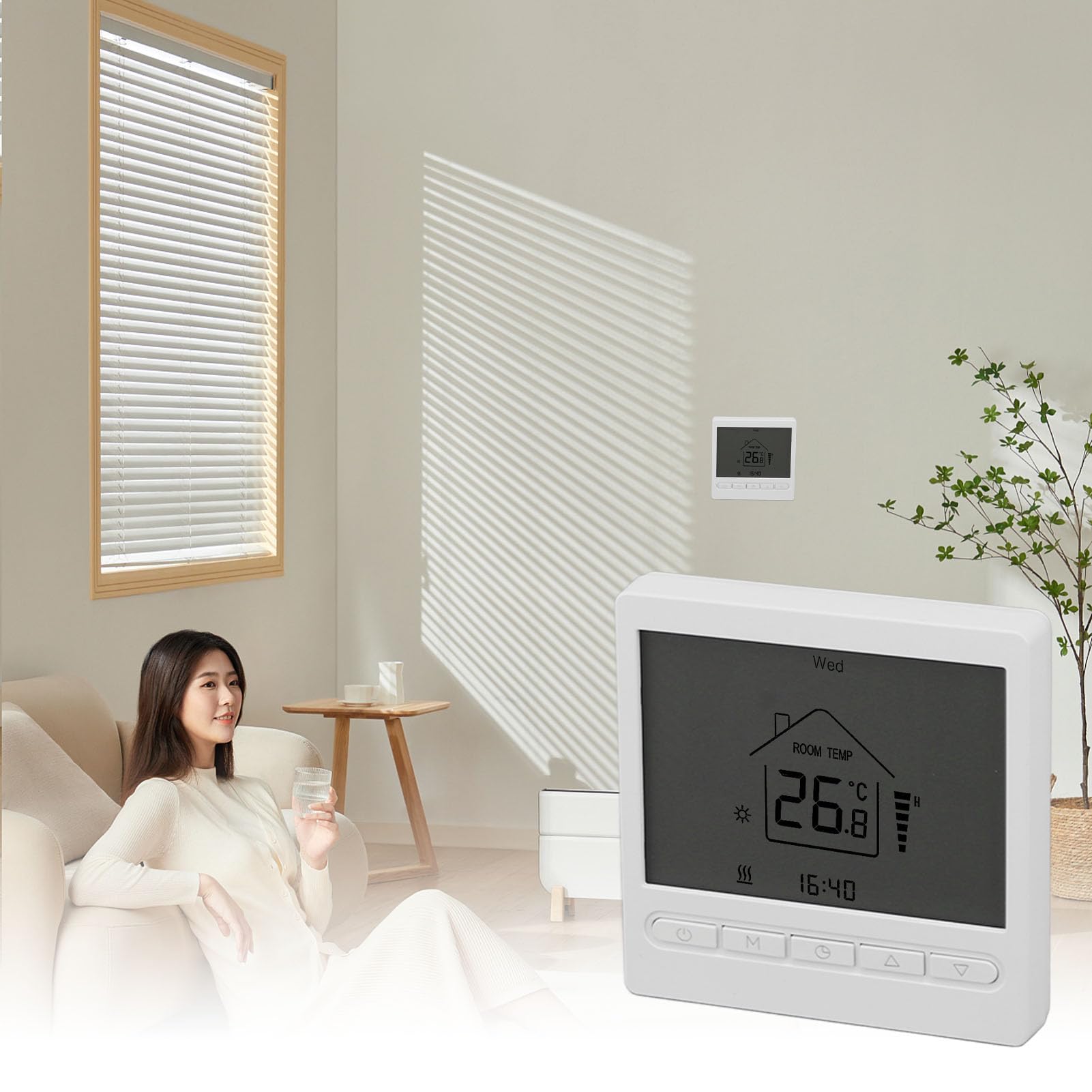 Termostato Digital, Control Preciso de Temperatura para Aire Acondicionado y Calefacción por Suelo Radiante, Eficiencia Energética para Uso Doméstico, Material ABS