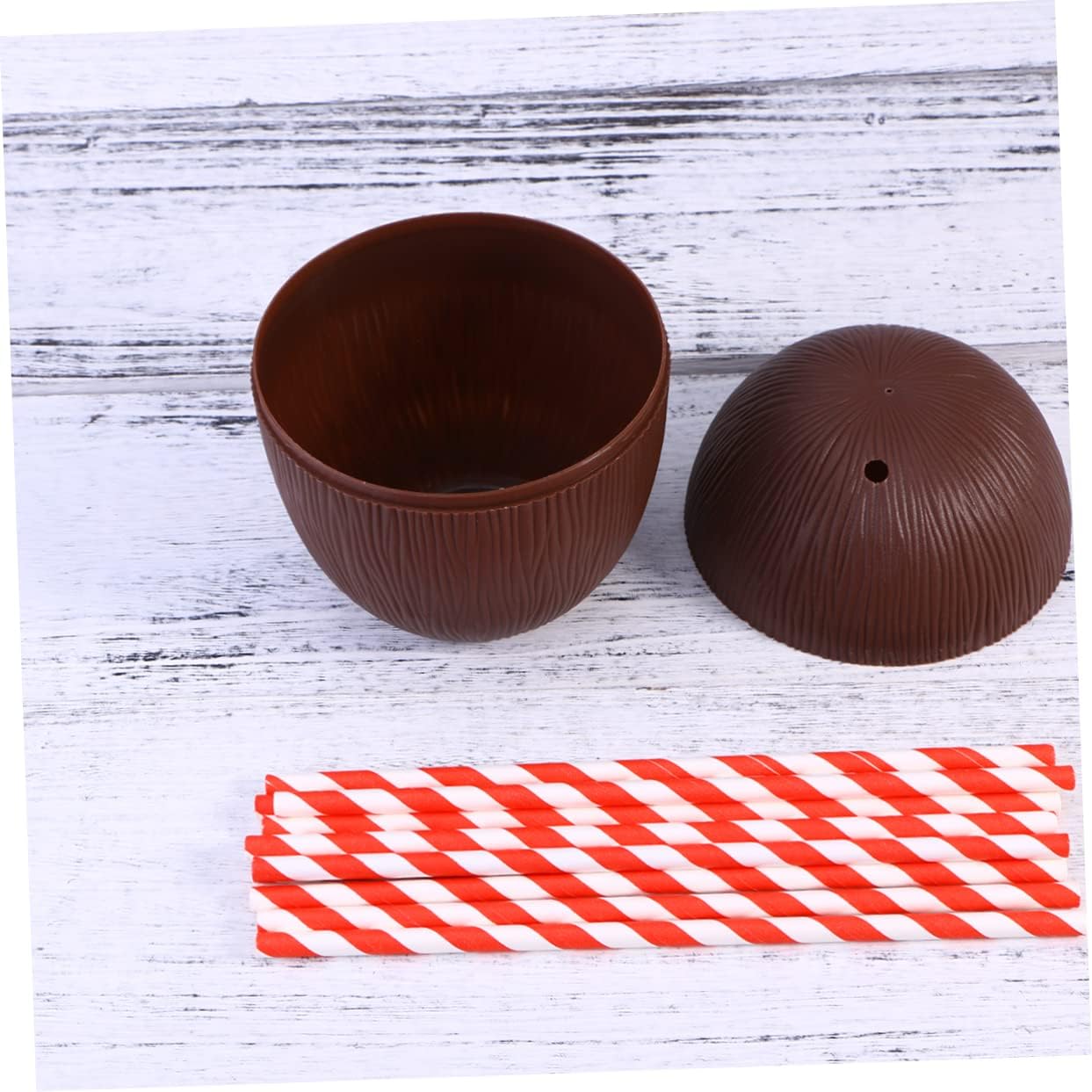 Yardwe 12Pcs Coconut Cups Unique Hawaiian Luau Party Drink Containers Portable Juice Cups for Tropical Gatherings for Beach Celebrations