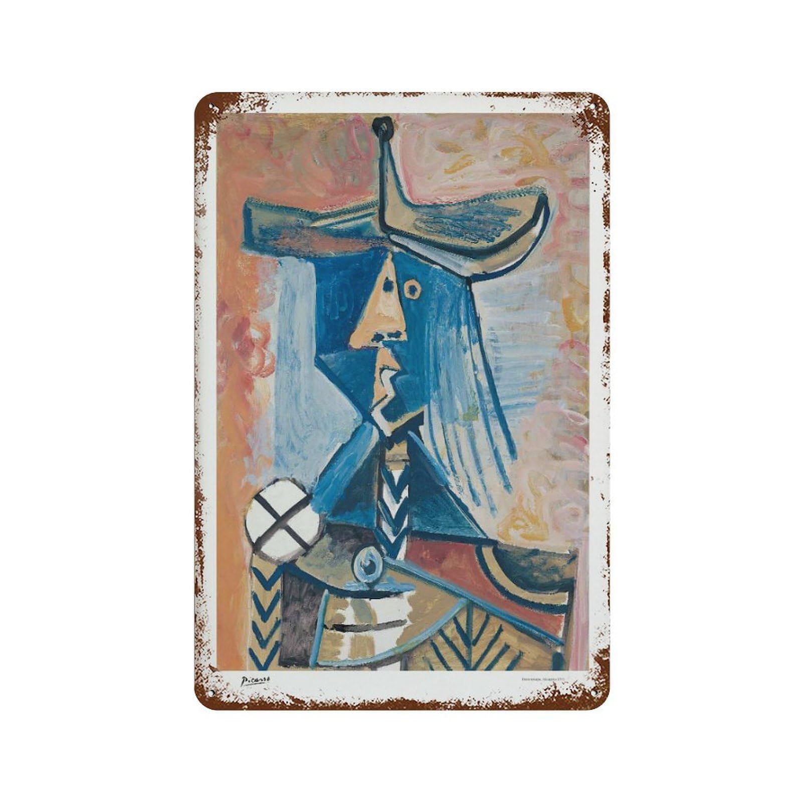 xiaoxiaoshen Picasso Personnage Mougins 1971, Surrealist Wall Decor Art Metal Tin Poster Modern Home Decor Art Home Bar Shop Decorations Vintage Sign 30x20cm