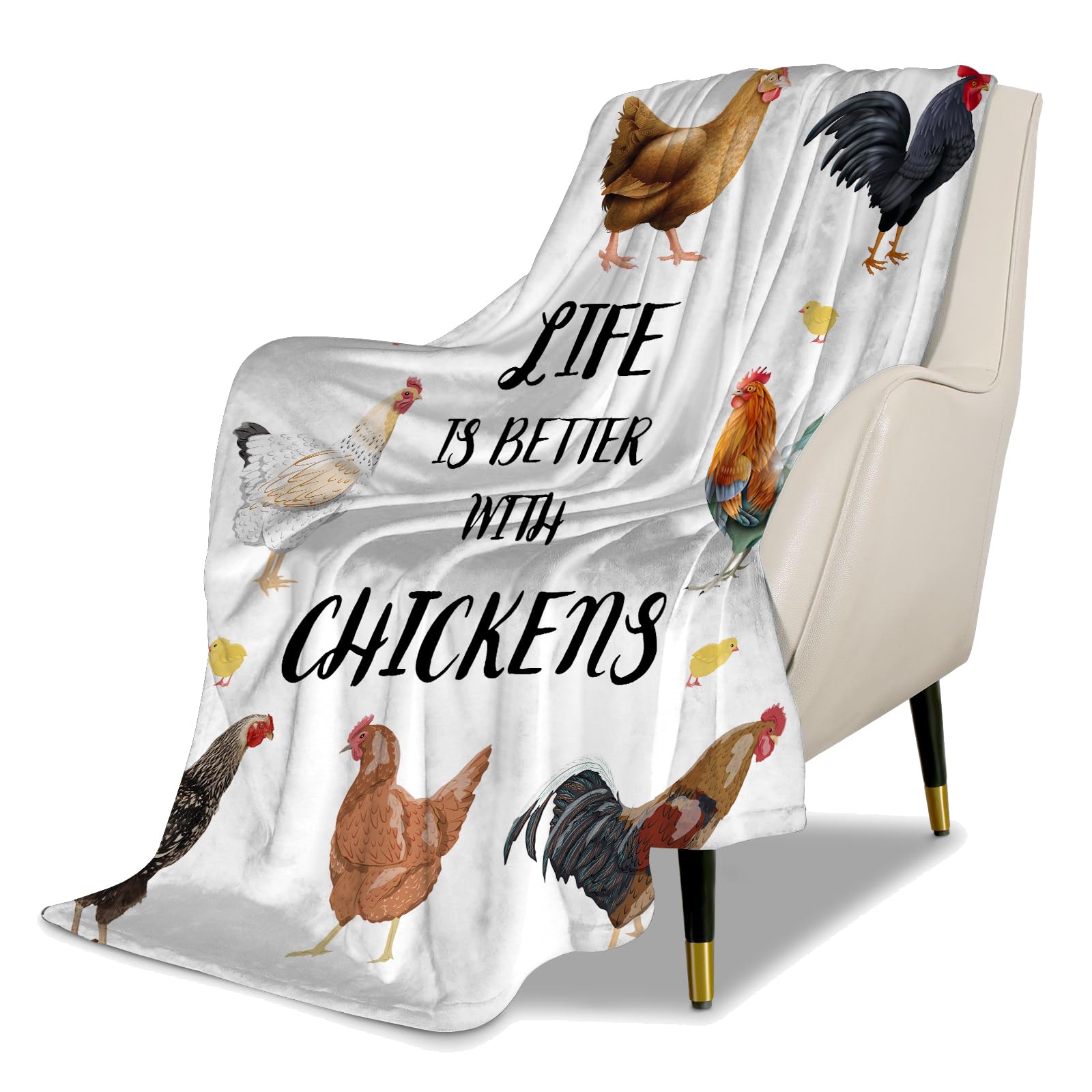 UGTEWXU Kids Life is Better with Chickens Cartoon Print Throw Blanket for Boys and Girls 50"X40" Blanket with Rooster on It Suitable for All Season