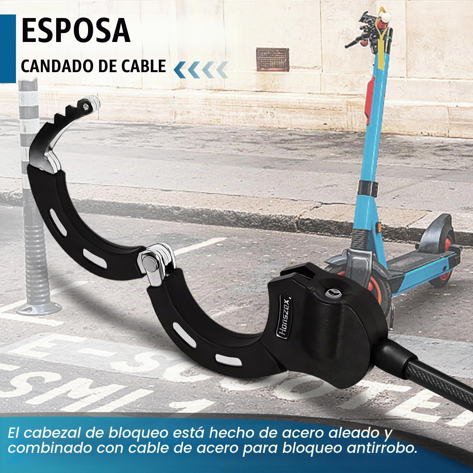 Candado Bicicleta Antirrobo, Candado Patinete Electrico, 31.8inch Candado Antirrobo