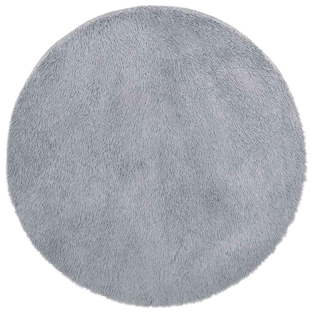 Tappeto Shaggy a Pelo Lungo NAVARRA Grigio Argento 160x160cm,Tappeto Shaggy,Antiscivolo Morbido,Tappeto Shaggy Camera da Letto-4102916