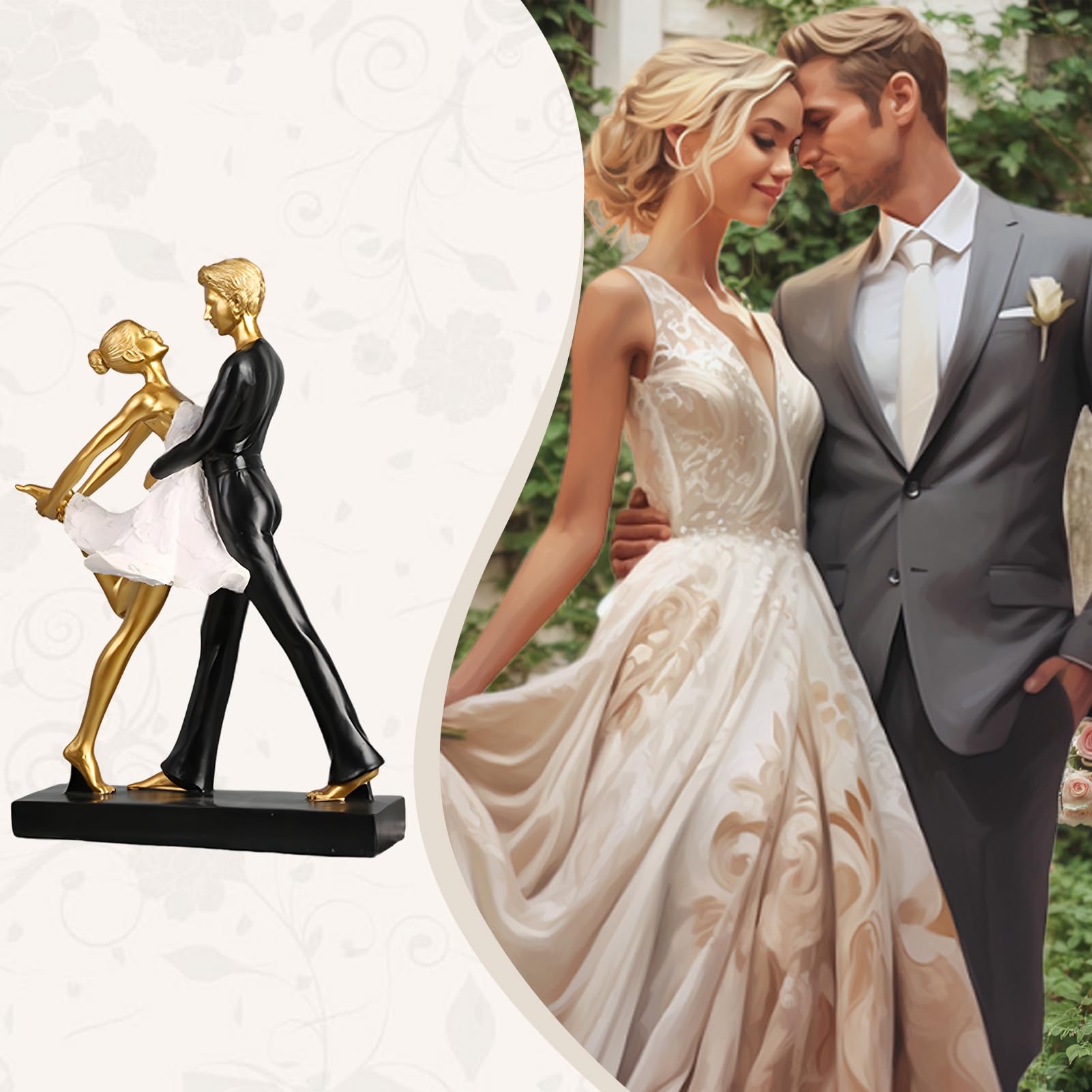 Jenngaoo Statua di Coppia Danzante in Resina, Scultura Moderna Astratta per Decorazione Casa, Regalo di Anniversario, Matrimonio o San Valentino