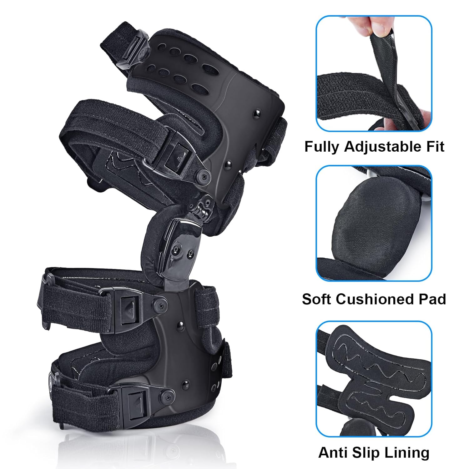 OA Unloader Knee Brace- Unloader Knee Brace for Osteoarthritis, Arthritis Pain, Cartilage Repair, Bone on Bone Knee Joint Pain, Lateral Degeneration Knee Support (Black Left)